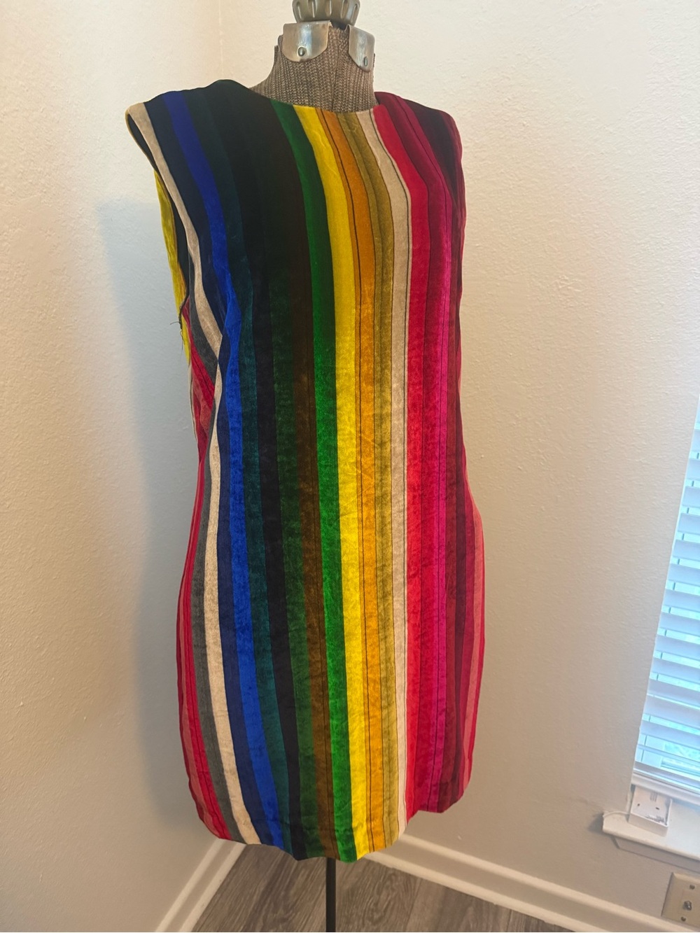 Sleeveless Rainbow Striped Mini Dress - Vibrant Multicolor